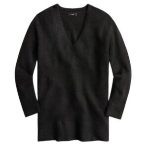 NWT J. Crew Stretch‎ Wool Alpaca V-Neck Tunic Sweater Black M